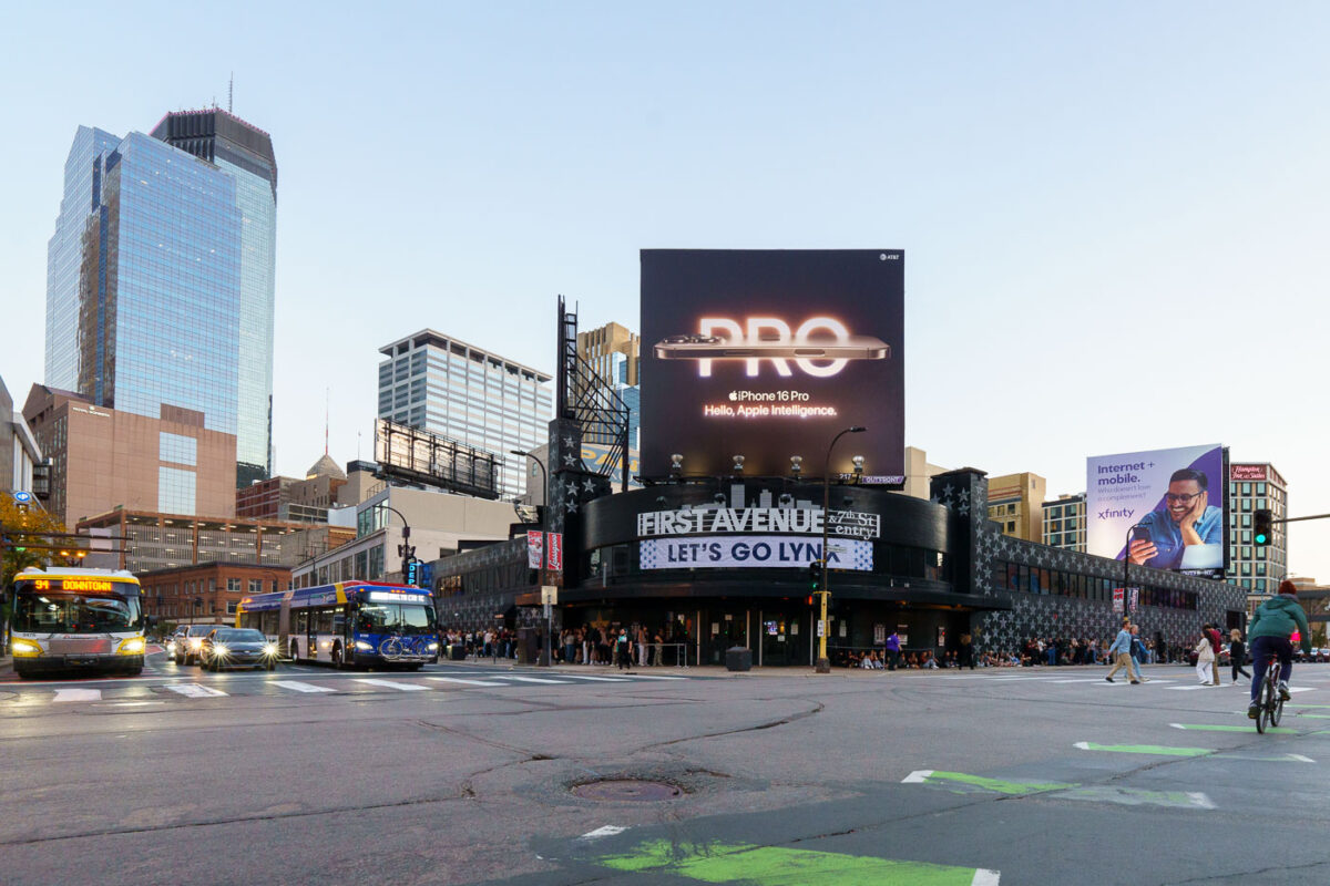 People stand in line at First Avenue concert hall in Downtown Minneapolis.