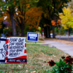A Kamala Harris Tim Walz for President yard sign seen in South Minneapolis;