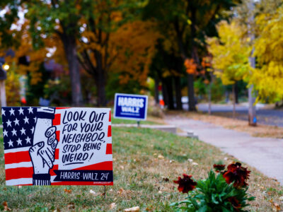 Harris Walz '24 Yard Sign in South Minneapolis