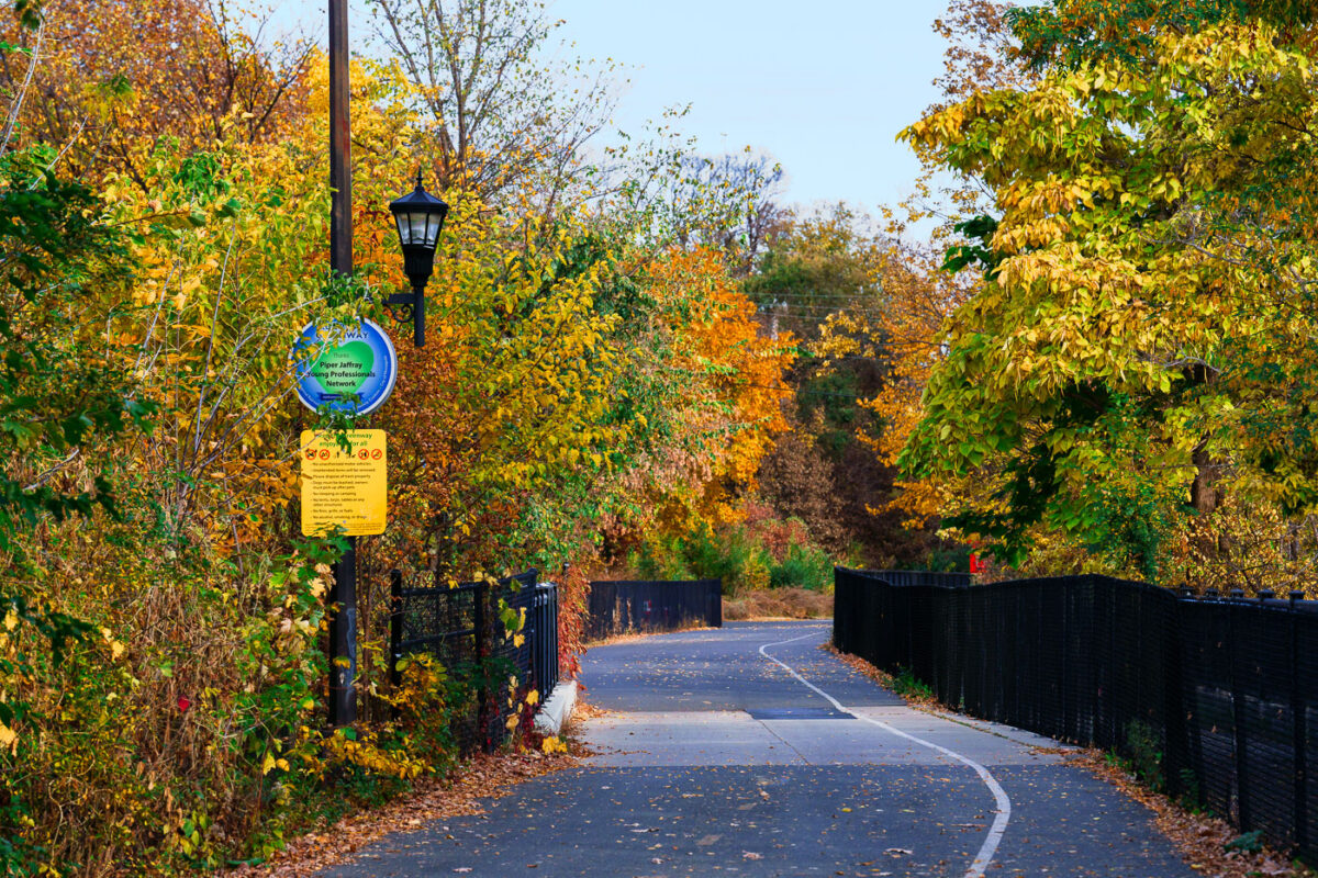 Fall colors on the Midtown Greenway in Minneapolis.