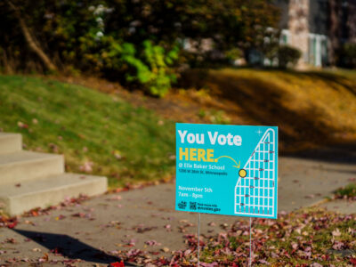 Minneapolis Voting Sign at Ella Baker School, Nov 5