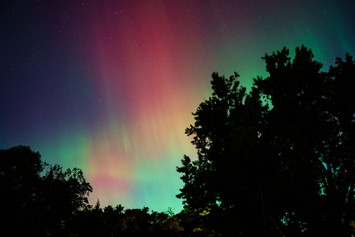 Visible northern lights in Minneapolis in October 2024.