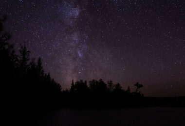Clear skies and stars in the Superior National Forest near BWCA.