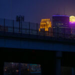 An October supermoon rising over the "big 3" buildings in downtown Minneapolis.