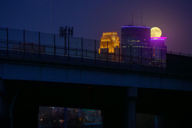 Supermoon rises over Minneapolis 4 An October supermoon rising over the "big 3" buildings in downtown Minneapolis.