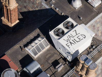 Graffiti 'WALZ FAILED' on Minnesota Governor's Residence Roof