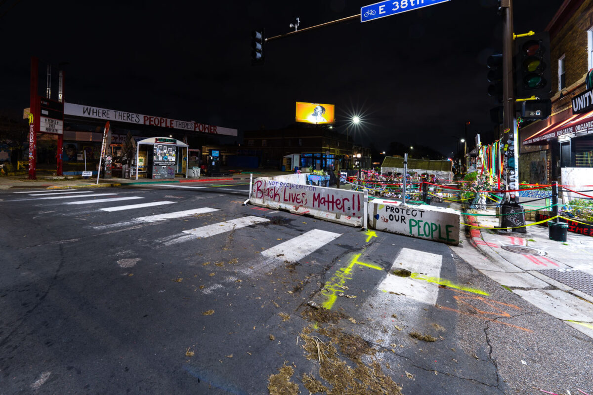 George Floyd Square in Minneapolis. The intersection has been an ongoing protest zone since the murder of George Floyd on May 25th, 2020.