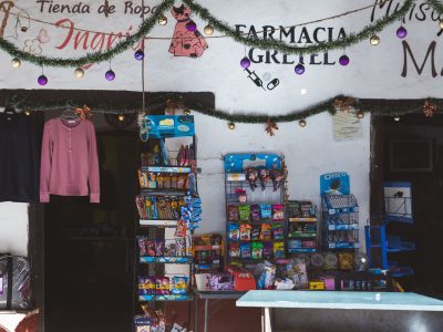 Holiday Garlands at Farmacia Gretel in San Sebastián del Oeste