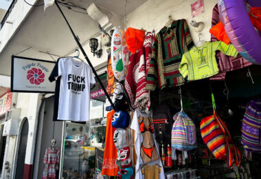 T-shirts being sold at a store in Puerto Vallarta Mexico in December 2024.