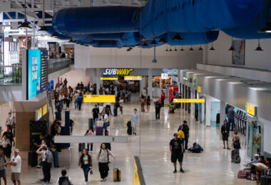 Inside the Puerto Vallarta International Airport in Puerto Vallarta Mexico.