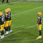 Jordan Love and the offensive line at Lambeau Field on December 23, 2024 vs the New Orleans Saints. Packers won 34-0.