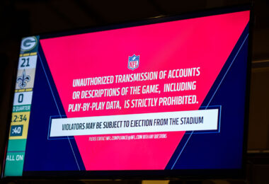 "Unauthorized transmission of accounts or descriptions of the game, including play-by-play data, is strictly prohibited. Violators may be subject to ejection from the stadium."