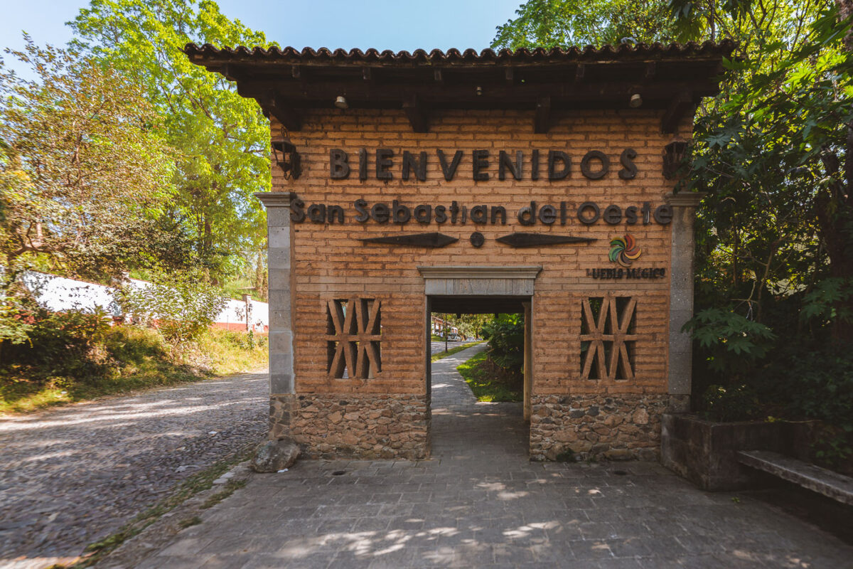 Signage at the entrace to Mexican Magical Town San Sebastian.