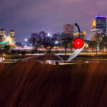 The Spoonbridge and Cherry sculpture in the Walker Art Garden in Downtown Minneapolis.