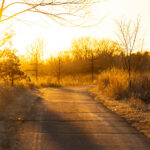 Sunset over the Cedar Lake Trail in Minneapolis.