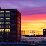 A beautiful mid January sunset behind Target Field Station in the North Loop Minneapolis.