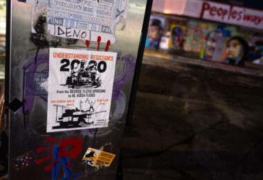 A flyer found at George Floyd Square in Minneapolis. The area has been a place of protest since the 2020 murder of George Floyd.

Reads: Understanding Resistance from the George Floyd Uprising to Al-Aqsa Flood.