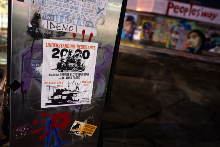 Understanding Resistance George Floyd Uprising to Al-Aqsa Flood 3 A flyer found at George Floyd Square in Minneapolis. The area has been a place of protest since the 2020 murder of George Floyd.Reads: Understanding Resistance from the George Floyd Uprising to Al-Aqsa Flood.