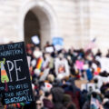 Protester at the Minnesota State Capitol on February 5, 2025. Those gathered were protesting the Trump administration and Elon Musk