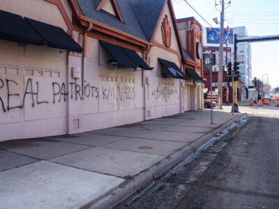 Lyndale Ave, South Minneapolis: 'Real patriots kill nazis' graffiti