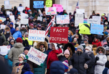Protesters gathered at the Minnesota State Capitol on February 5, 2025 to protest actions taken by President Trump and Elon Musk. The protest was part of a nationwide protest said to be held in all 50 states.