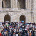 Protesters gathered at the Minnesota State Capitol on February 5, 2025 to protest actions taken by President Trump and Elon Musk. The protest was part of a nationwide protest said to be held in all 50 states.