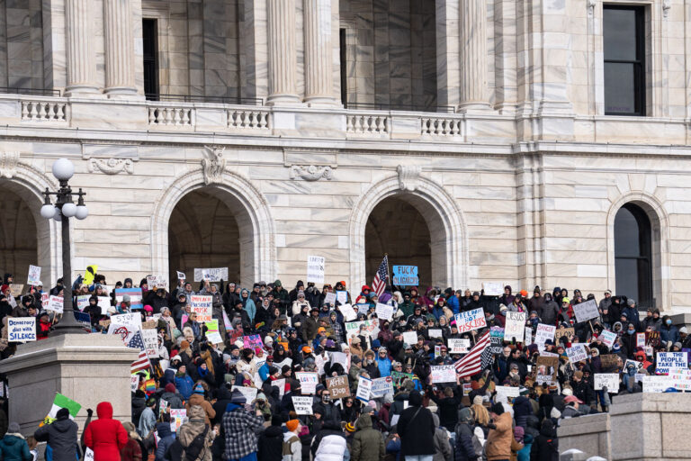 Trump and Musk Proesters in Minnesota 3 Protesters gathered at the Minnesota State Capitol on February 5, 2025 to protest actions taken by President Trump and Elon Musk. The protest was part of a nationwide protest said to be held in all 50 states.