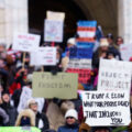 Protesters gathered at the Minnesota State Capitol on February 5, 2025 to protest actions taken by President Trump and Elon Musk. The protest was part of a nationwide protest said to be held in all 50 states.