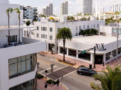Aerial View of Armani Exchange at Collins Avenue and 8th Street