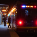 Blue Line train at Cedar Riverside LRT March 2025