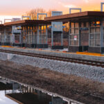 Sunset behind Bryn Mawr Station in Minneapolis. The train station will be used by the Metro Transit green line extension.
