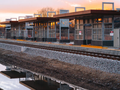 Bryn Mawr Station Green Line Extension at Sunset