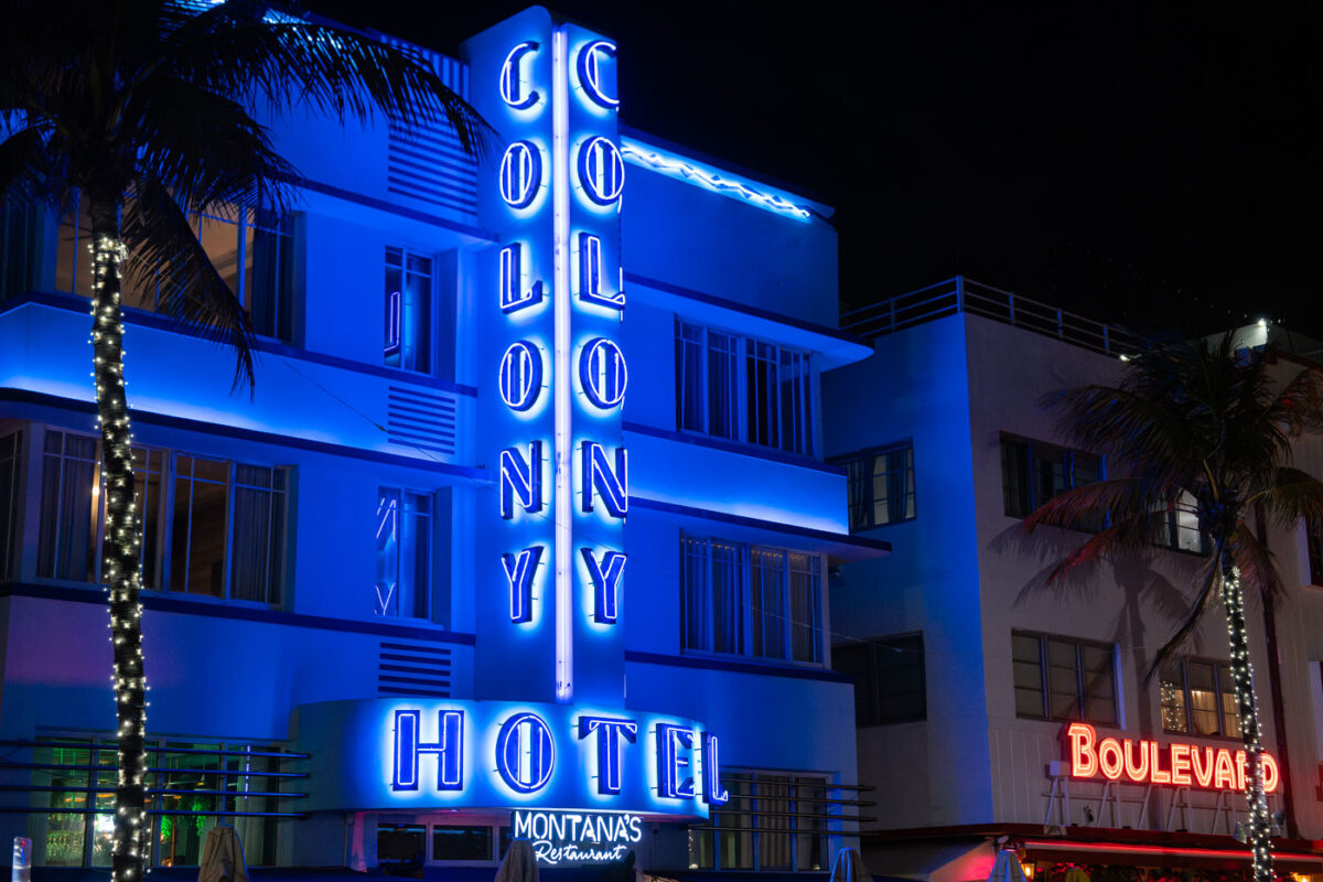 Colony Hotel in Miami Beach neon sign