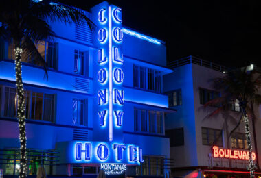 Colony Hotel sign in South Beach, Miami Florida.
