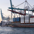 Container Ship at Port of Miami at sunset in 2025