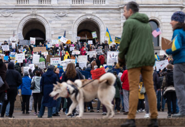 Protesters at the Minnesota State Capitol in St. Paul, Minnesota on March 4, 2025.  Taking place on the afternoon of President Trump’s first address to joint session in congress, they are protesting the actions of the Trump Administration and Elon Musk’s involvement. 

The protest was organized as part of the “50501” protests taking place around the country. This is the first of two planned protests this week. Another is planned for Saturday at the State Capitol.