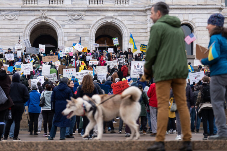 50501 Protest in MN: Stop The Coup 4 "The Russia Russia Russia Thing" protest sign.
Protesters at the Minnesota State Capitol in St. Paul, Minnesota on March 4, 2025. Taking place on the afternoon of President Trump’s first address to joint session in congress, they are protesting the actions of the Trump Administration and Elon Musk’s involvement.
The protest was organized as part of the “50501” protests taking place around the country. This is the first of two planned protests this week. Another is planned for Saturday at the State Capitol.
