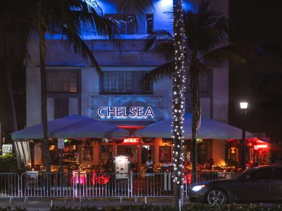 Diners Under Umbrellas at the Chelsea on Ocean Drive