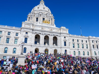 Large protest at Minnesota State Capitol on March 8, 2025