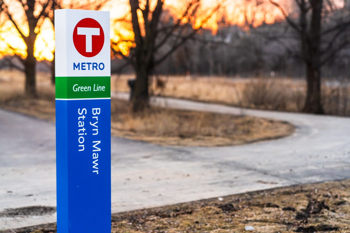 Metro Green Line Bryn Mawr Station Sign
