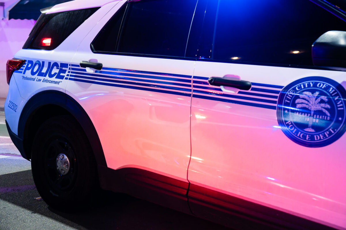 Miami Police Squad Car at night