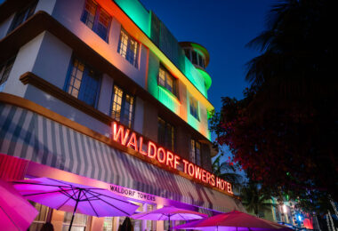 Lighting on the Waldforf Towers Hotel in South Beach.