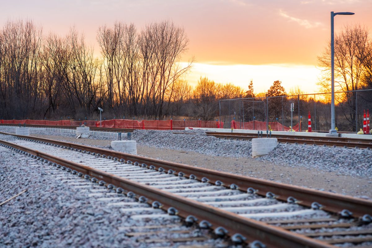New Metro Green Line Extension rails in Minneapolis