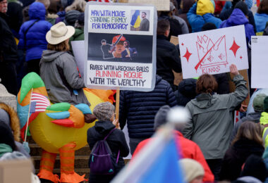 Protesters at the Minnesota State Capitol in St. Paul, Minnesota on March 4, 2025.  Taking place on the afternoon of President Trump’s first address to joint session in congress, they are protesting the actions of the Trump Administration and Elon Musk’s involvement. 

The protest was organized as part of the “50501” protests taking place around the country. This is the first of two planned protests this week. Another is planned for Saturday at the State Capitol.