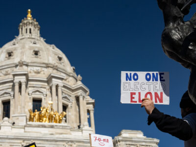 No One Elected Elon protest sign