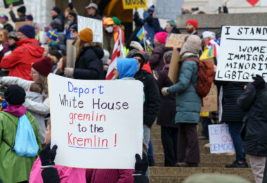 Protesters at the Minnesota State Capitol in St. Paul, Minnesota on March 4, 2025.  Taking place on the afternoon of President Trump’s first address to joint session in congress, they are protesting the actions of the Trump Administration and Elon Musk’s involvement. 

The protest was organized as part of the “50501” protests taking place around the country. This is the first of two planned protests this week. Another is planned for Saturday at the State Capitol.