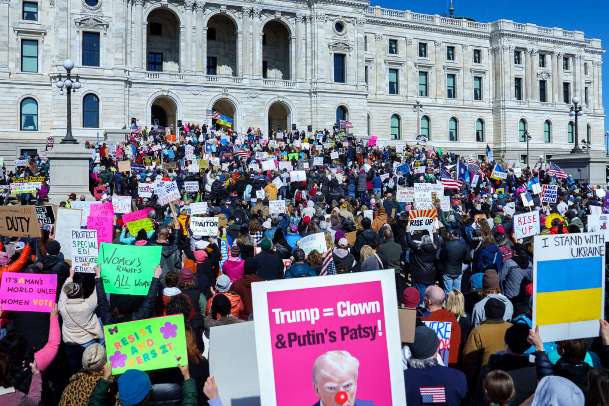 Today on International Women’s Day, Minnesota saw the largest protest since President Trump's re-election. 1,000+ gathered at the Capitol for the 2nd time this week hearing from activists, city council members and state representatives on the current administration's actions.

Minnesota State Capitol
March 8, 2025