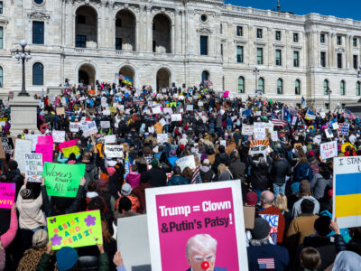 Protesters at the Minnesota State Capitol on March 8 2025