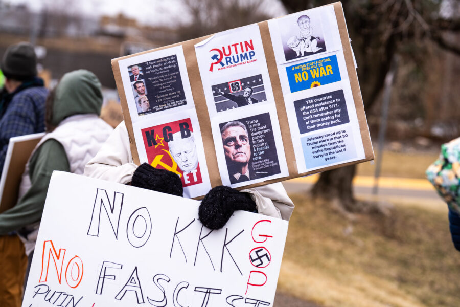 Putin Trump No Kings Tesla Protest Minneapolis
