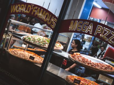 Oversized Pies at Mega Pizza on Ocean Drive